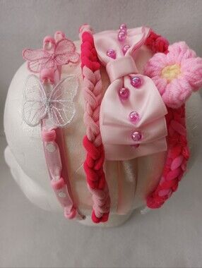 Set of Pink Girls' Decorative Headbands